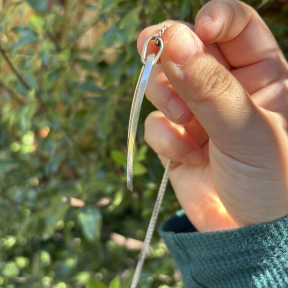Vintage Modernist Sterling Silver Open Oval Pendant Necklace 18.5” 15.7g - Picture 5 of 7